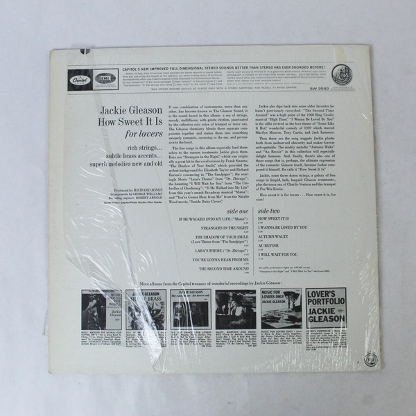 Jackie Gleason How Sweet It Is For Lovers Vinyl LP 1966 Capitol SW-2582