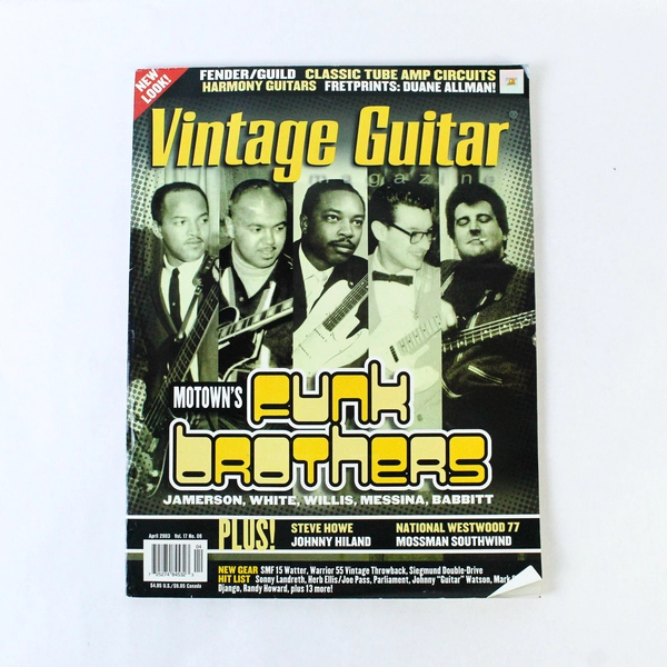 Vintage Guitar Magazine April 2003 Motown's Funk Brothers Steve Howe