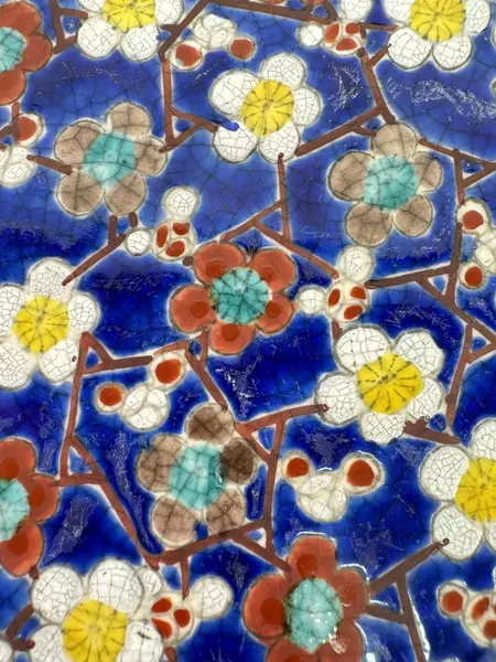4 Vintage Hand Painted Cobalt Blue Porcelain Plates Floral Gold Trim 7.25"