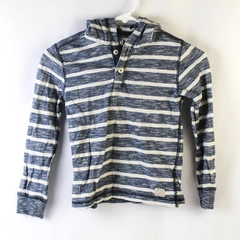 H&M Boys' Size 6-8Y Blue and White Striped Long Sleeve Hoodie Shirt