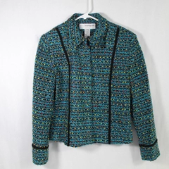 Sag Harbor Jacket Women's Size 4 Petite Long Sleeves Multicolored Full Zip Lined