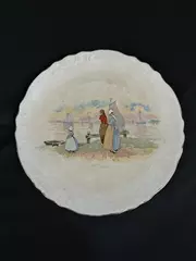 Antique J and E Mayer Vitreous China Plate Colonial Sailboat Scene