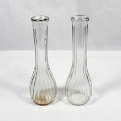 Lot of 2 Vintage Clear Glass Flower Bud Vases 8.5" Tall Home Decor