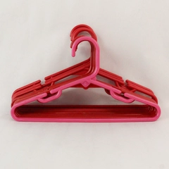 Lot of 10 Red and Pink Plastic Children's Clothes Hangers Closet Organization