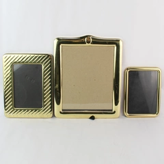 Lot of 3 Desk Picture Frames Gold Colored Varied Size 5x7 8x10 Inch