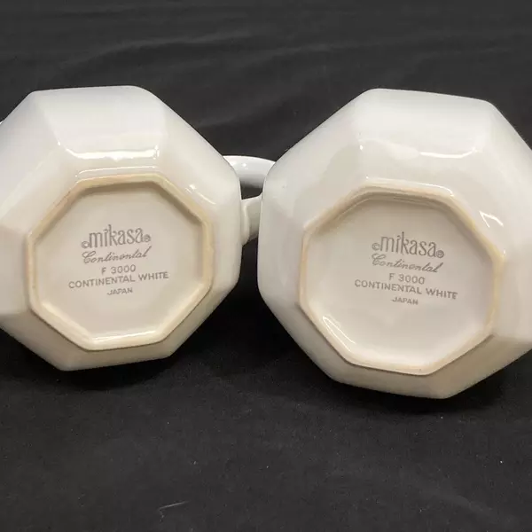Vintage Mikasa Stoneware Continental White Creamer and Sugar Bowl with Lid