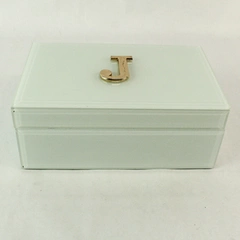 Nordstrom American Atelier Ligt Blue Jewelry Box with J Initial in Gold 