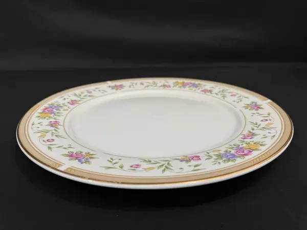 Farberware Bellini Floral 12.25" Round Platter Gold Edge Good Condition