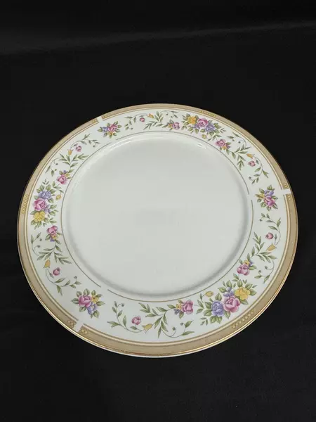 Farberware Bellini Floral 12.25" Round Platter Gold Edge Good Condition