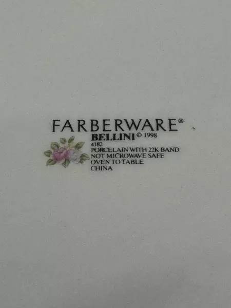 Farberware Bellini Floral 12.25" Round Platter Gold Edge Good Condition