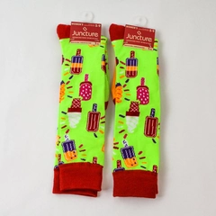 Juncture Women's Knee High Socks Lot of 2 Size 5-9 Ice Cream Neon Green Red