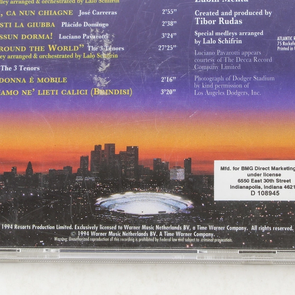 The 3 Tenors in Concert 1994 CD Carreras Domingo Pavarotti Mehta Atlantic