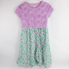 Wonder Nation Tween Girl's Midi Dress Purple and Green Floral Pattern Size 14-16