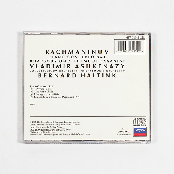 Rachmaninov Piano Concerto No. 1 CD Album Ashkenazy Decca 417613-2