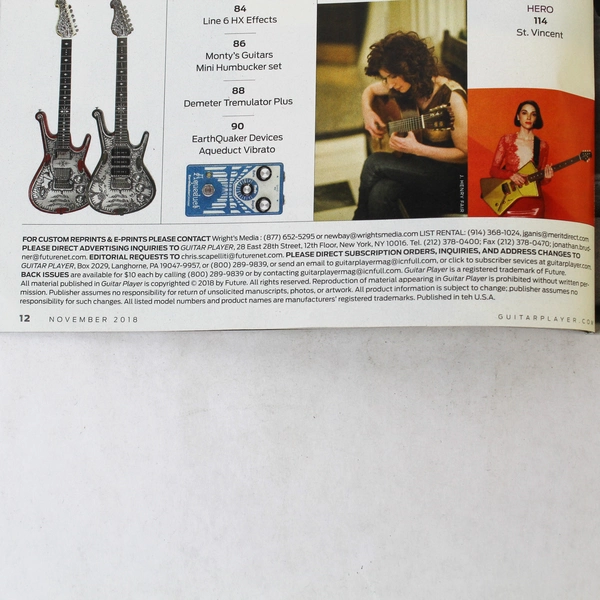 Guitar Player Magazine November 2018 Joe Bonamassa Joe Satriani Zack Myers
