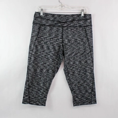 Athletic Collection Cropped Leggings Women's Size L Black Gray Activewear