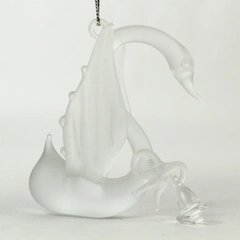 Frosted Clear Blown Glass Swan Ornament
