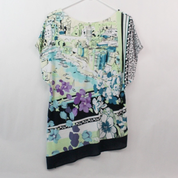 Christopher & Banks Petite Women's Beachside Bay Pattern Top Size P/L
