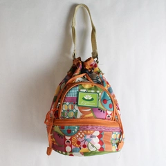 Lily Bloom Boho Colorful Pattern Cinch Lunch Bag with Strap, Has Minor Staining