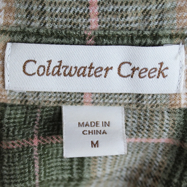 Coldwater Creek Unisex Green Flower Embroidery Button Up & Belted Dress Size M