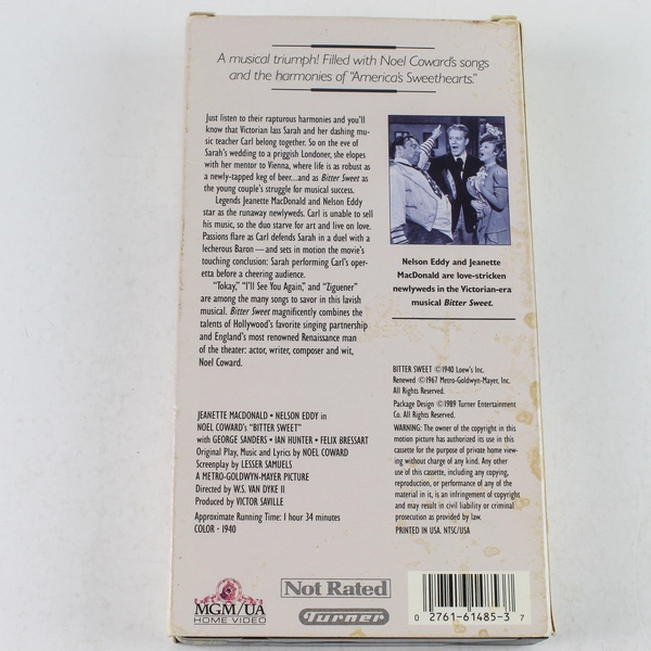 Bitter Sweet VHS 1989 Jeanette MacDonald and Nelson Eddy MGM