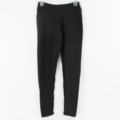 Black Stretchy Elastic Waist Textured Push Up Yoga Pants in Women's Size Large