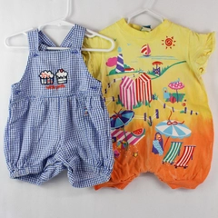 Lot of 2 Infants Size 12 Month Summer Rompers Rebel Pebble Current Clothes Line