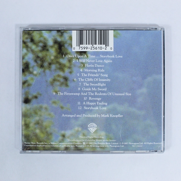 The Princess Bride Music By Mark Knopfler CD Music 1987 Warner Bros Phonogram