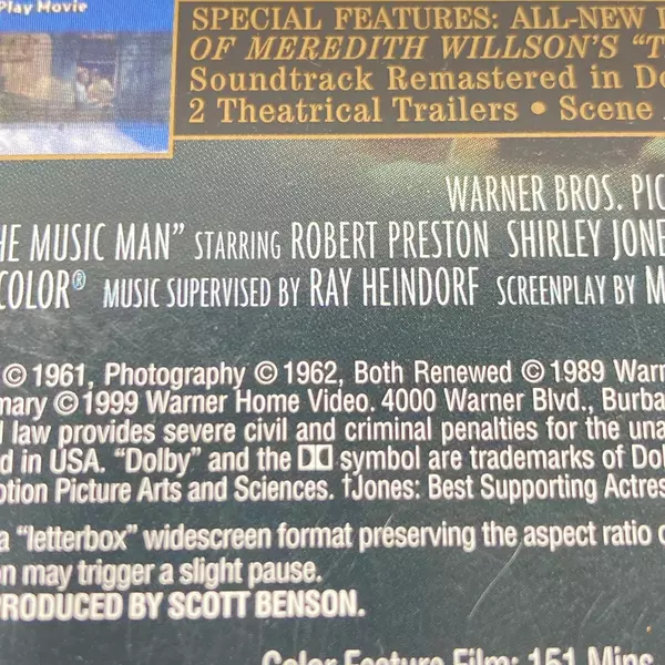 The Music Man DVD 1999 Warner Bros Special Edition Pre-Owned