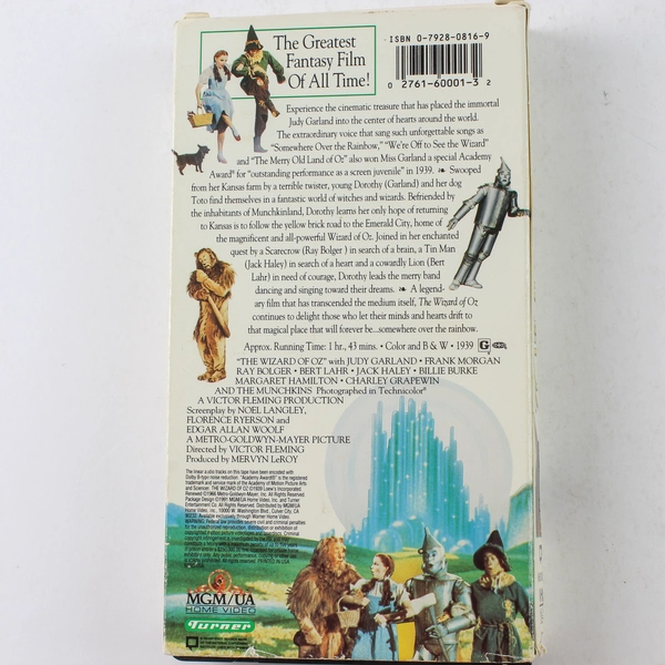 The Wizard of Oz VHS 1995 Judy Garland Jack Haley Bert Lahr