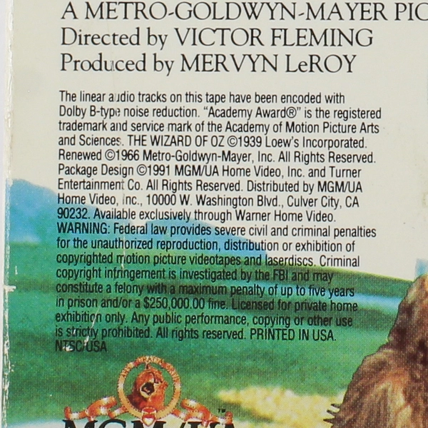 The Wizard of Oz VHS 1995 Judy Garland Jack Haley Bert Lahr