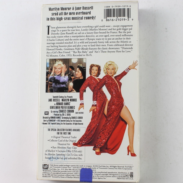 Gentlemen Prefer Blondes VHS 1998 Marilyn Monroe and Jane Russell
