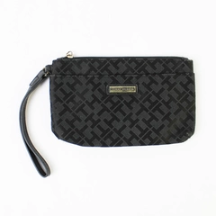 Tommy Hilfiger Black Patterned Women's Zipper Wristlet Pouch