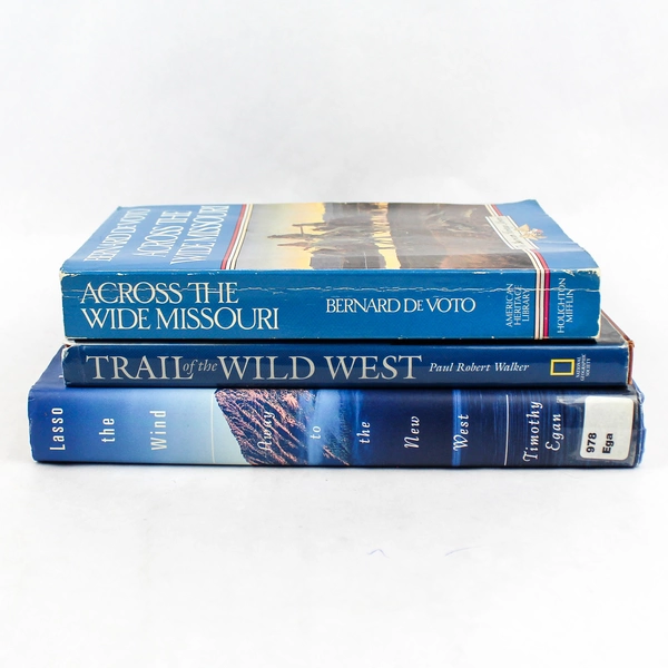 Lot of 3 Western Books Across the Wide Missouri Lasso the Wind & More