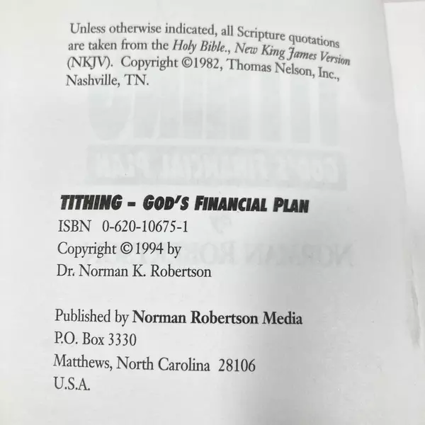 Tithing God's Financial Plan by Norman Robertson 1994 Paperback Good Condition