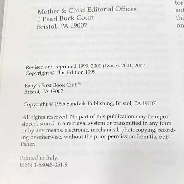 Mother and Child Book by Sandvik 1999 Child's First Year Good Condition