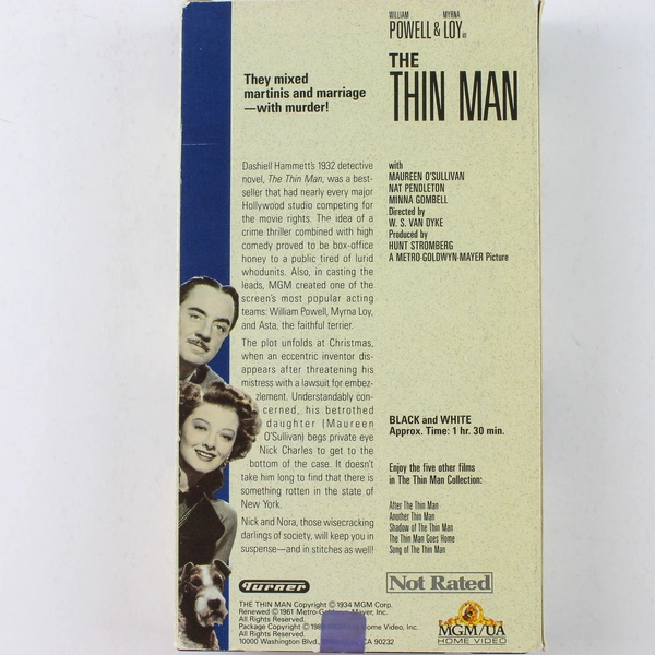 The Thin Man VHS 1961 MGM William Powell Myrna Loy