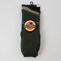 Gold Medal Men's Socks 3 Pairs Size 10-13 Green Taupe Black NWT