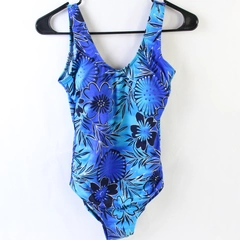 Your Best Look Blue Floral One Piece Swimsuit Built-in Bra Pads Women's Size 8