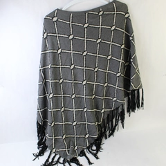 Sejour Women's Gray Plaid Asymmetrical Hem Cape Shawl with Tassels Size 0X/1X
