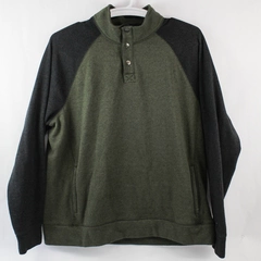 Sonoma Men's Pullover Fleece Warm Green Black Long Sleeves Pockets Size XXL