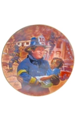 Bradford Brown Out of the Blaze Firefighter Collector Plate 1998 COA