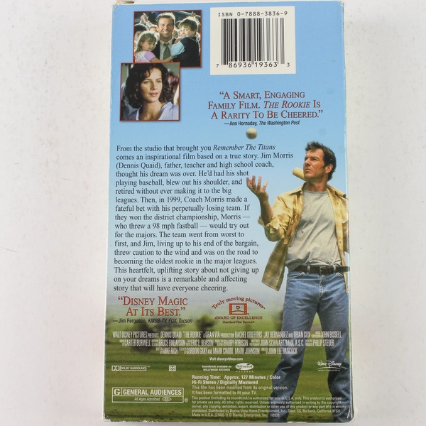 The Rookie VHS 2002 Dennis Quaid Walt Disney Baseball Family