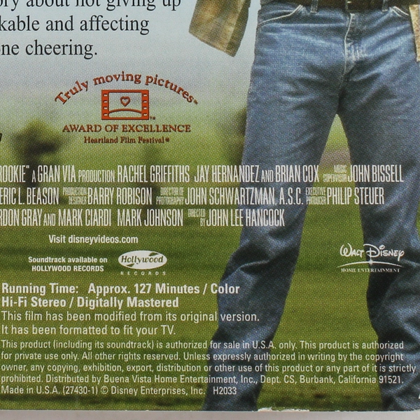 The Rookie VHS 2002 Dennis Quaid Walt Disney Baseball Family