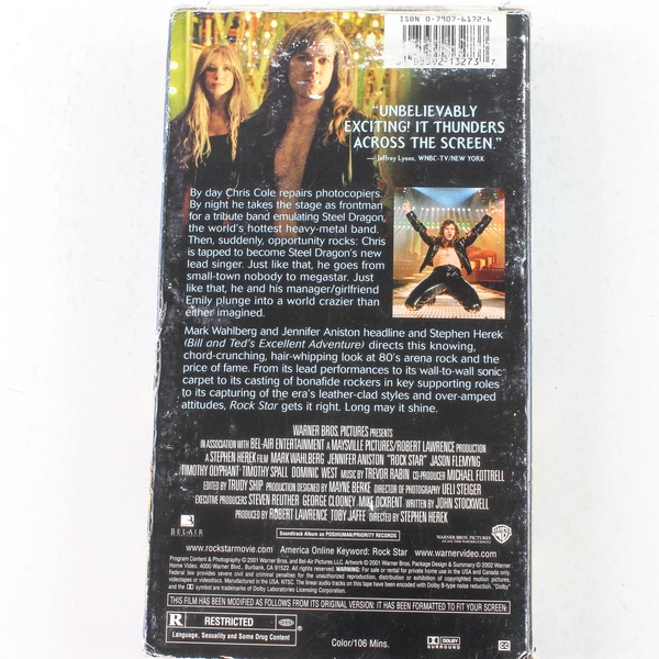 Rock Star VHS 2002 Mark Wahlberg Jennifer Aniston
