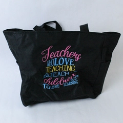 Port Authority Black Tote Bag Teachers Who Love Teaching Teach Children Black