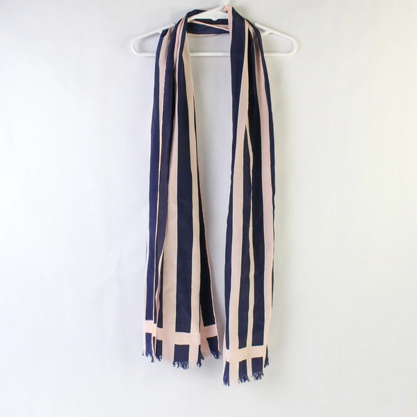 Lot of 2 One Multicolored Graphic Print One Blue Pink Striped Women's Scarves
