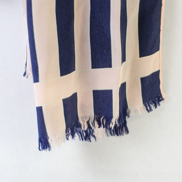 Lot of 2 One Multicolored Graphic Print One Blue Pink Striped Women's Scarves