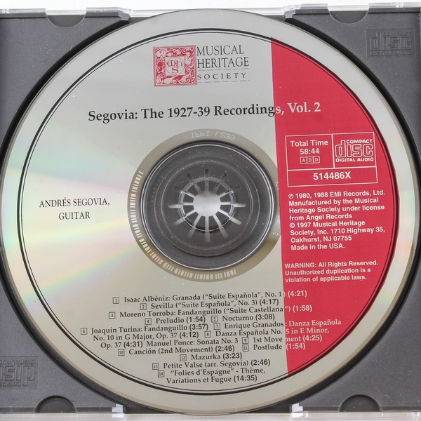 Andres Segovia 1927-1939 Recordings CD Good Pre-Owned Condition