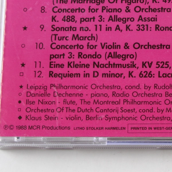 The Best of Mozart CD 1988 MCR Productions Classical Music Cracked Case